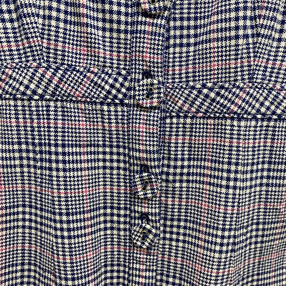 Talula Plaid Cotton Button Down Mini Dress Blue White Pink 2 - Picture 8 of 8
